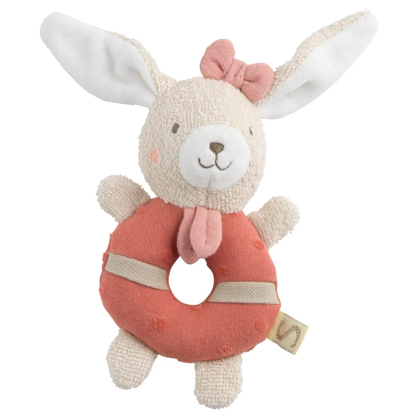 Sauthon Hochet Petit Coeur Beige Chiné/Rose Poudré