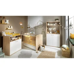 Sauthon Lit Alice Chêne Suave / Blanc 60x120 cm