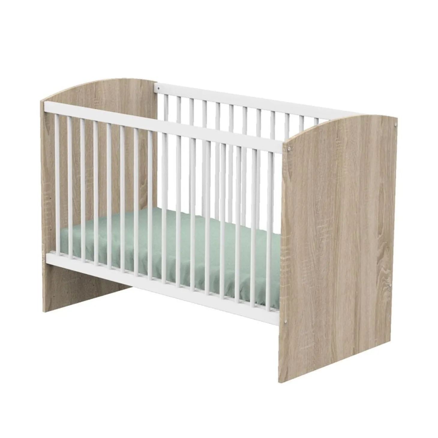 Sauthon Lit bébé Access Chêne Doré - Blanc 60x120 cm