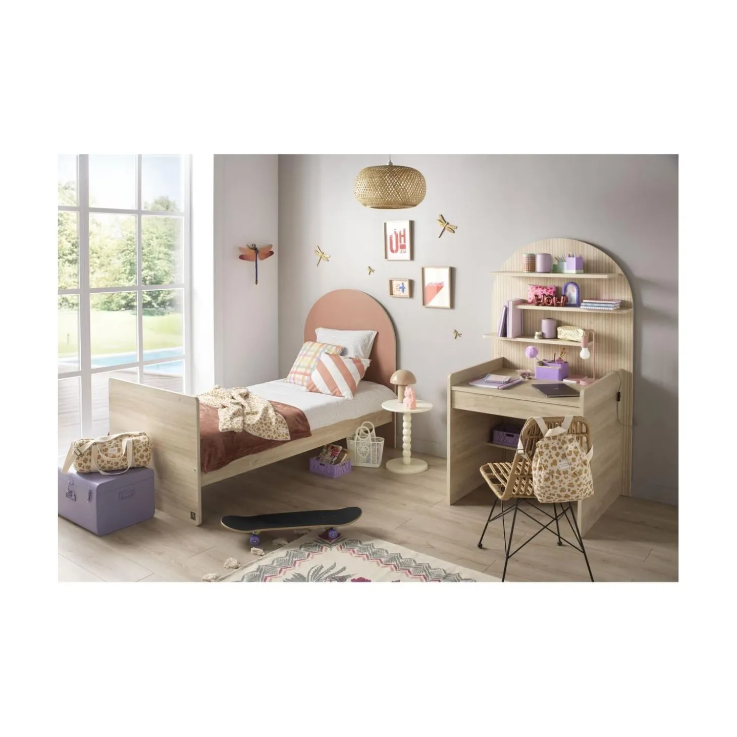 Sauthon Lit bébé Arche Chêne Sépia/Terracotta Arche/Crème 60x120 cm / 90x190 cm
