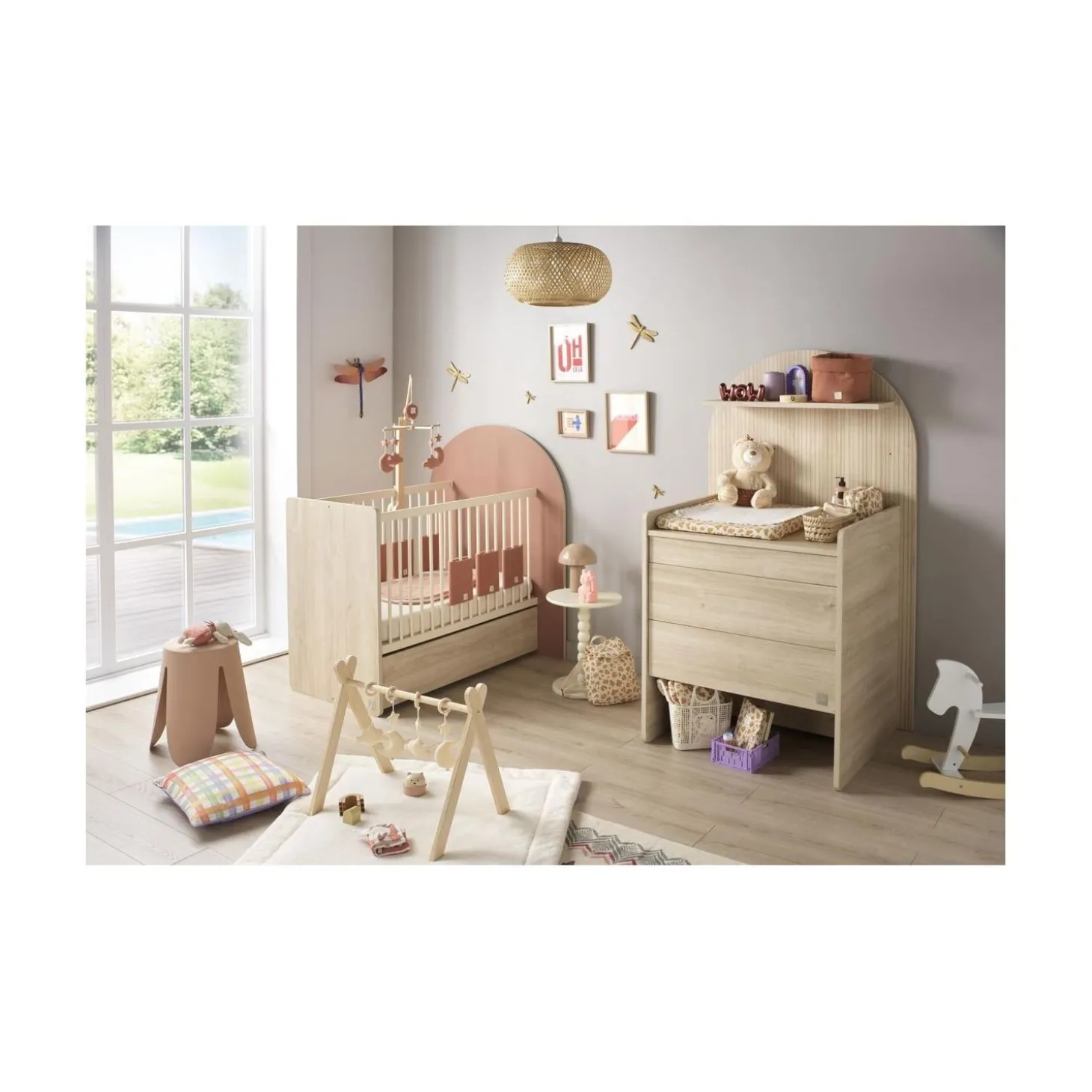 Sauthon Lit bébé Arche Chêne Sépia/Terracotta Arche/Crème 60x120 cm / 90x190 cm