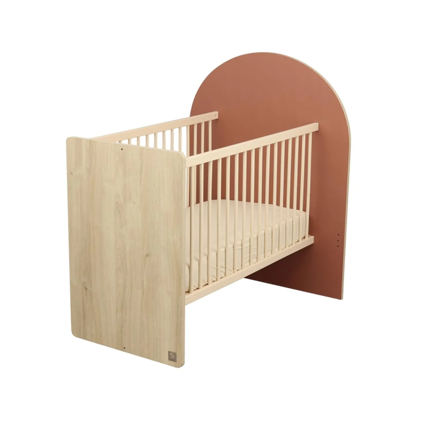 Sauthon Lit bébé Arche Chêne Sépia/Terracotta Arche/Crème 60x120 cm / 90x190 cm