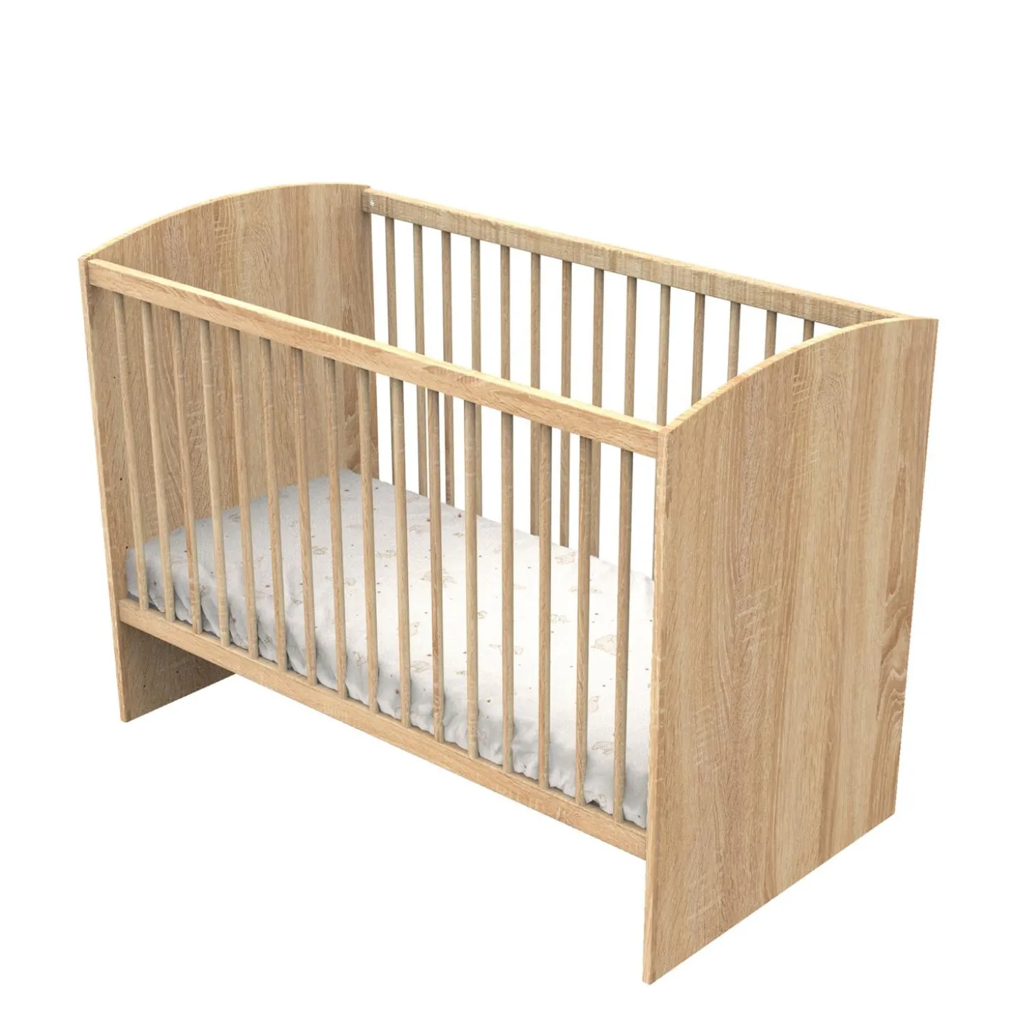 Sauthon Lit bébé Azur Chêne Doré - Hêtre Vernis Naturel 60x120 cm