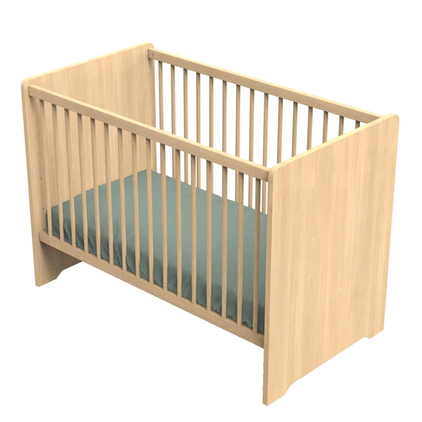 Sauthon Lit bébé cannelle Chêne Miel - Hêtre Vernis Naturel 60x120 cm