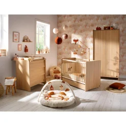 Sauthon Lit bébé cannelle Chêne Miel - Hêtre Vernis Naturel 60x120 cm