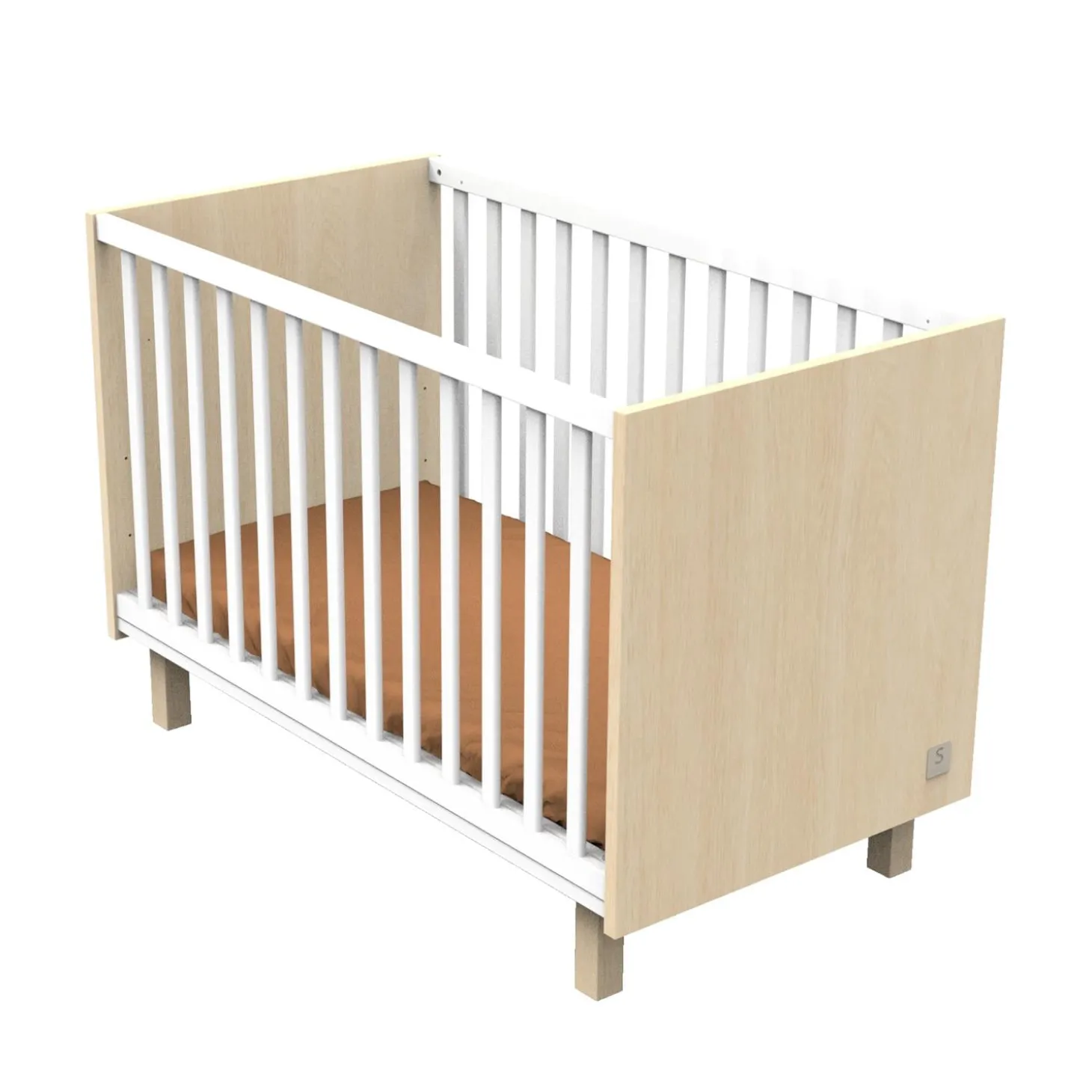 Sauthon Lit bébé Nature Chêne Velours - Blanc 60x120 cm