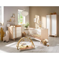 Sauthon Lit bébé Nature Chêne Velours - Blanc 60x120 cm