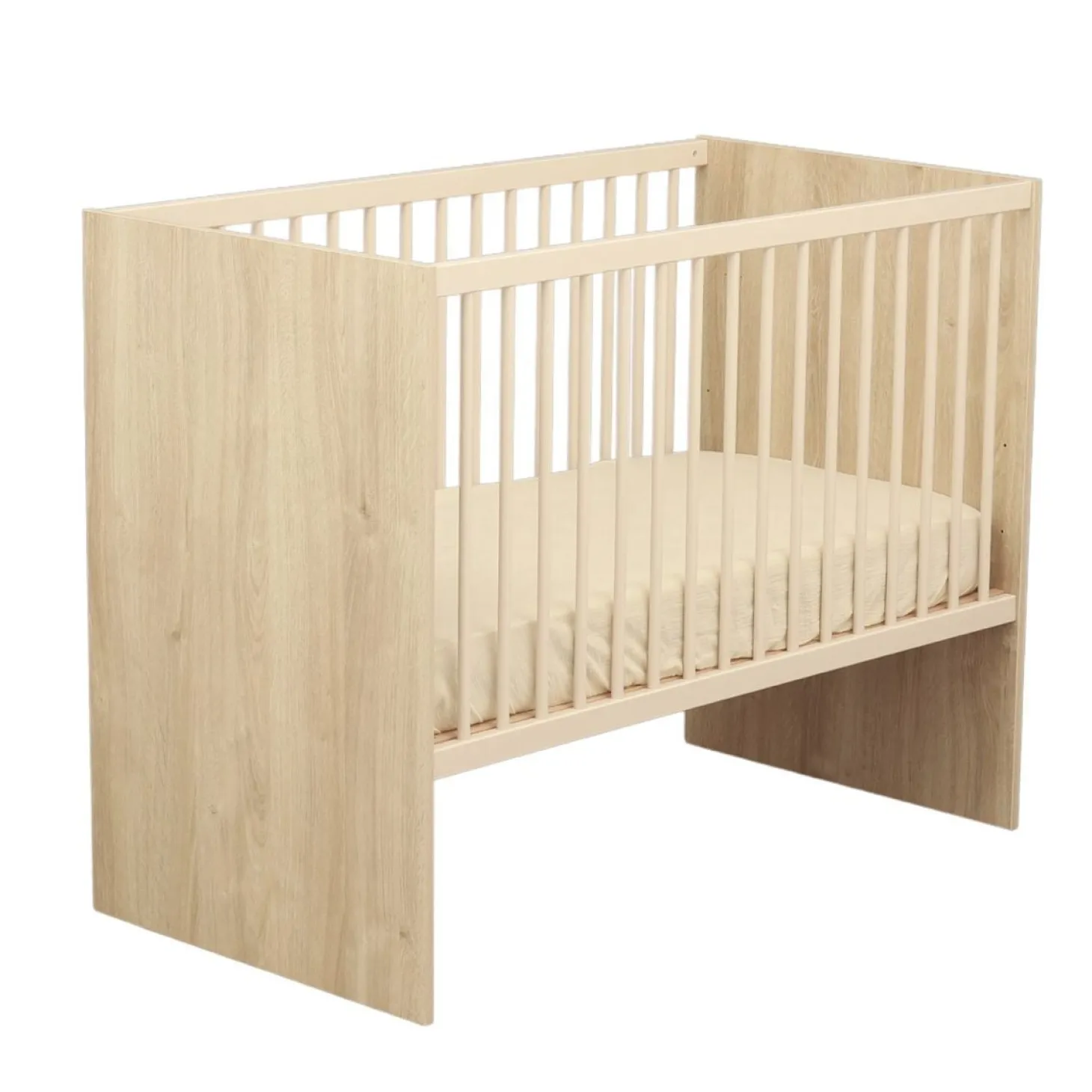 Sauthon Lit bébé Paloma bois Chêne Sépia/Beige Ficelle 60x120 cm