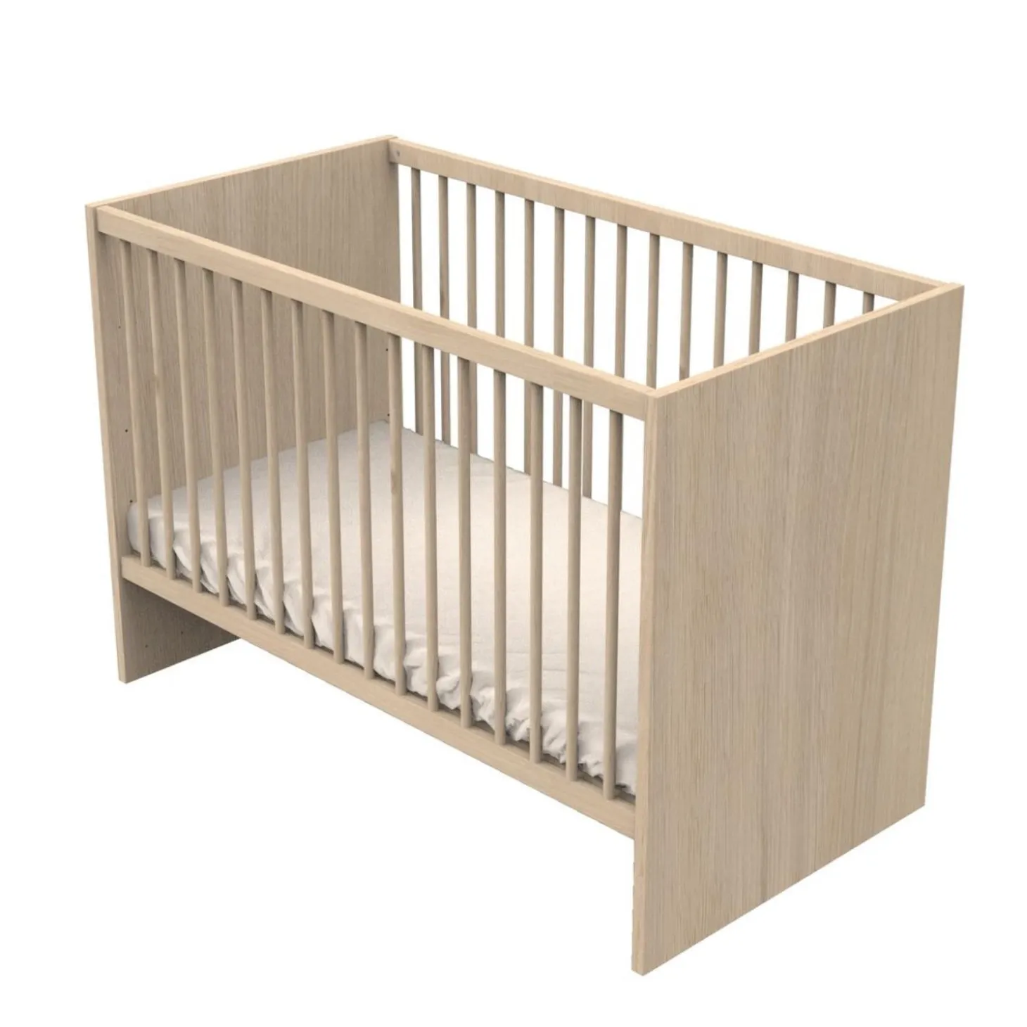 Sauthon Lit bébé Tokyo Chêne Suave - Hêtre Vernis Naturel 60x120 cm