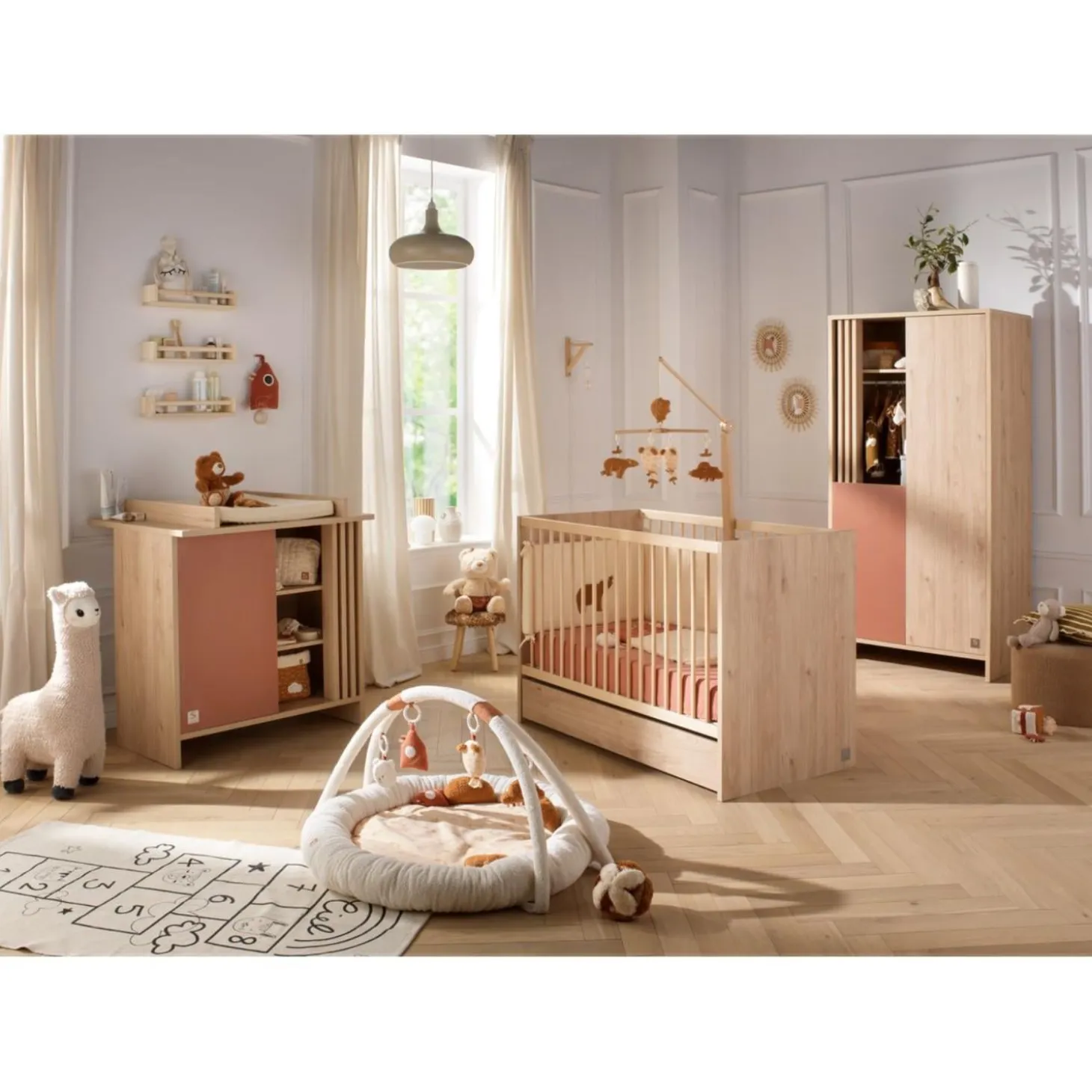 Sauthon Lit bébé Tokyo Chêne Suave - Hêtre Vernis Naturel 60x120 cm