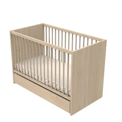 Sauthon Lit bébé Tokyo Chêne Suave - Hêtre Vernis Naturel 60x120 cm
