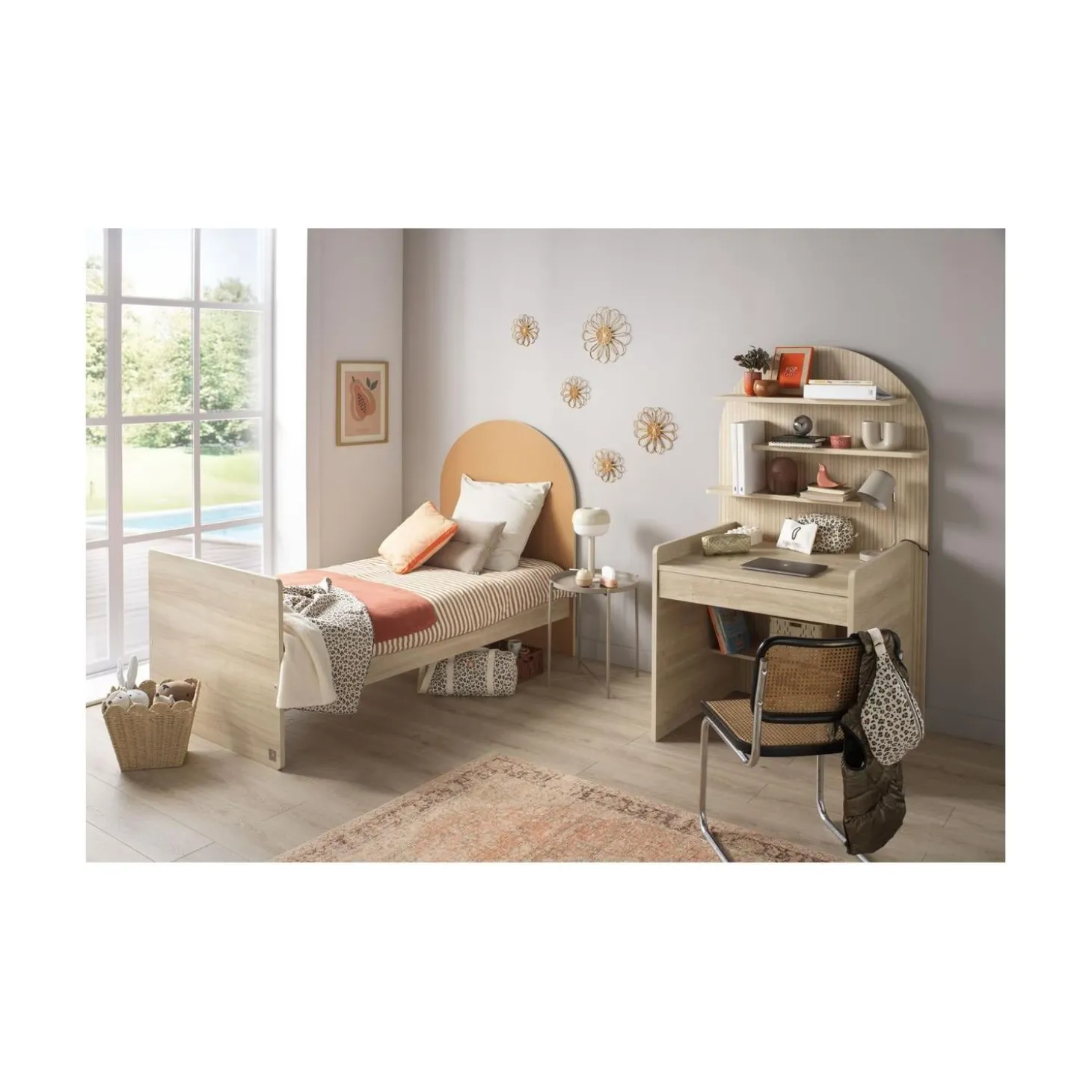 Sauthon Lit bébé Transformable Arche Chêne Sépia/Caramel Arche/Crème 60x120 cm / 90x190 cm