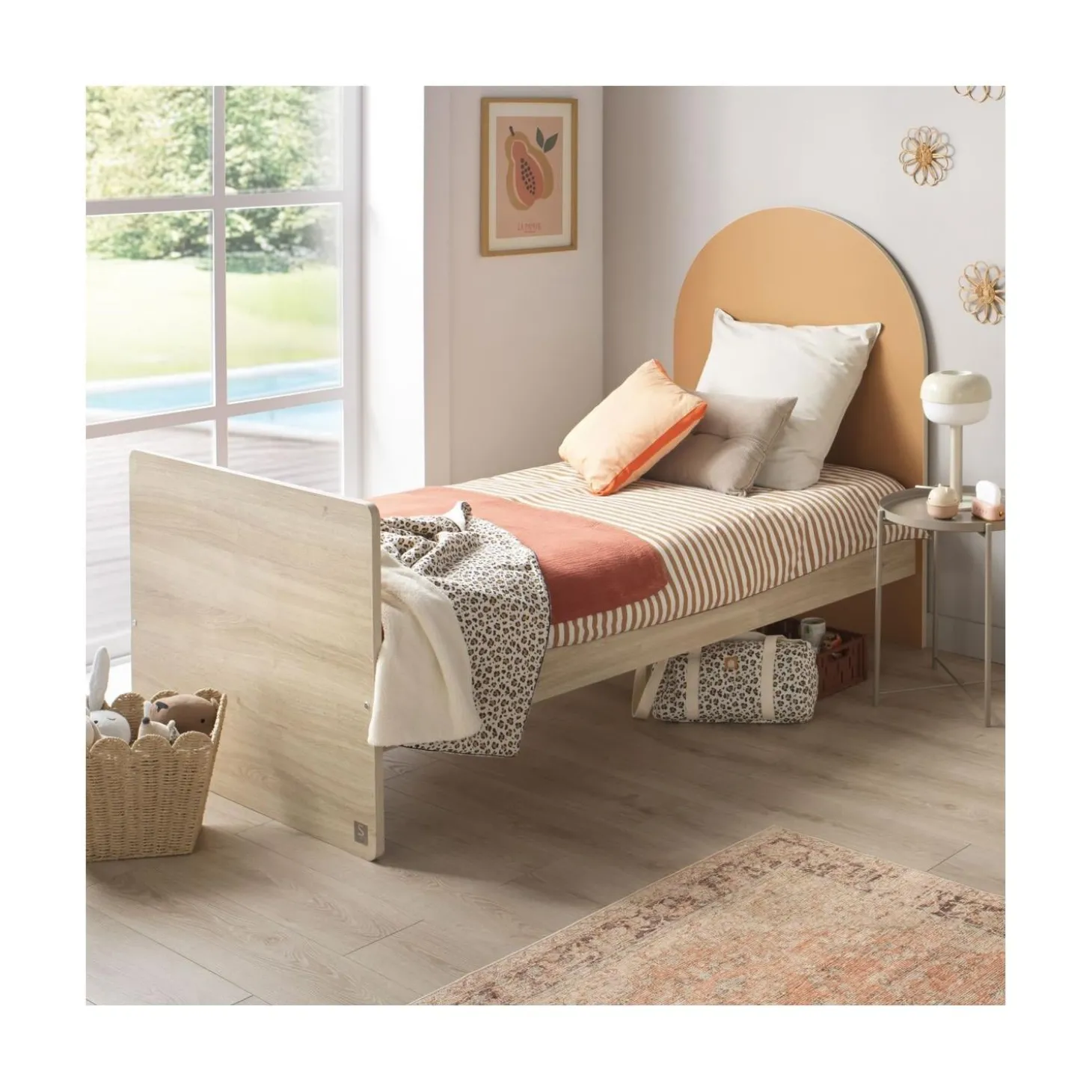 Sauthon Lit bébé Transformable Arche Chêne Sépia/Caramel Arche/Crème 60x120 cm / 90x190 cm
