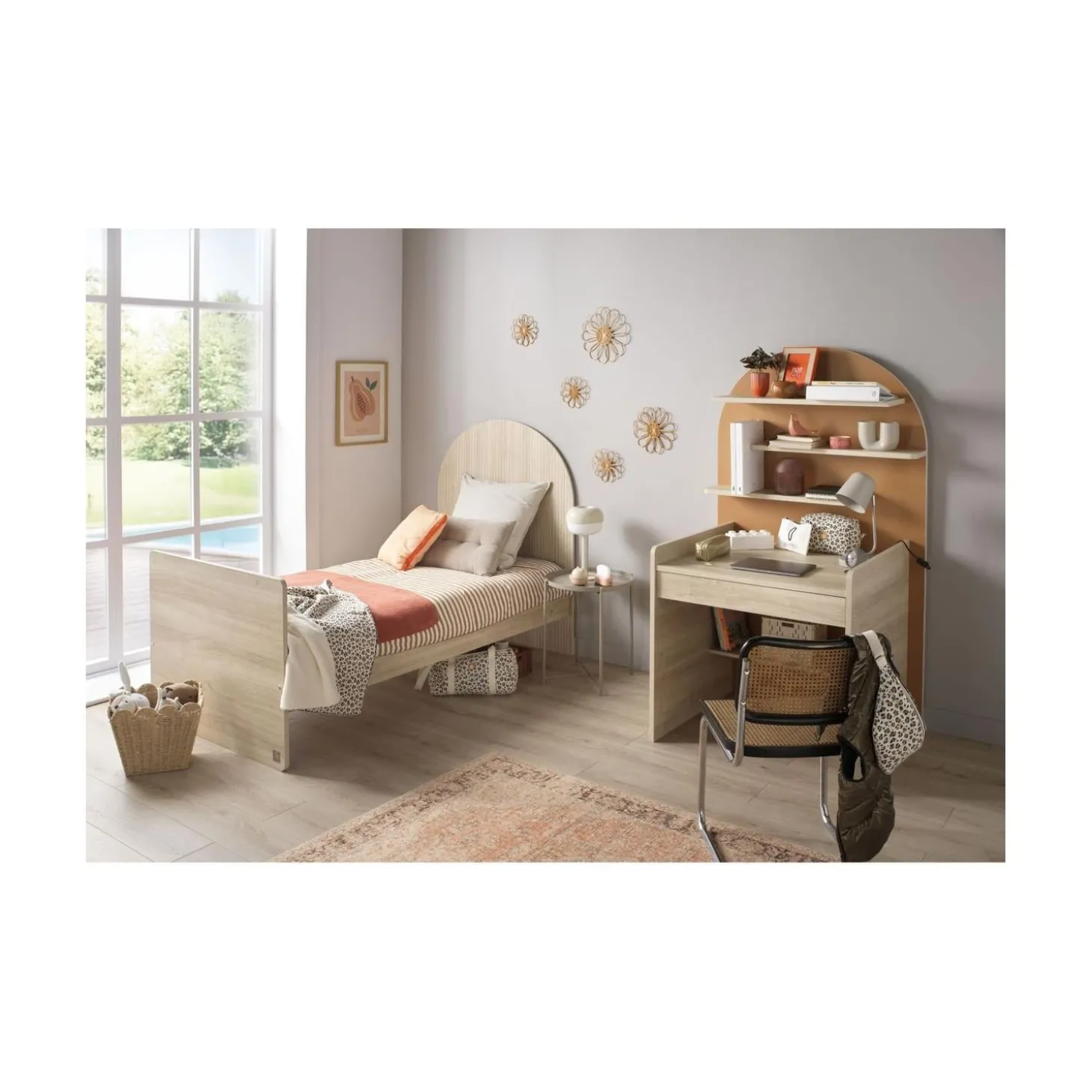 Sauthon Lit bébé Transformable Arche Chêne Sépia/Chêne Strié Sépia Arche/Crème 60x120 cm / 90x190 cm