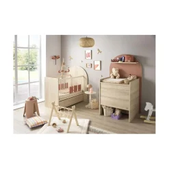 Sauthon Lit bébé Transformable Arche Chêne Sépia/Chêne Strié Sépia Arche/Crème 60x120 cm / 90x190 cm