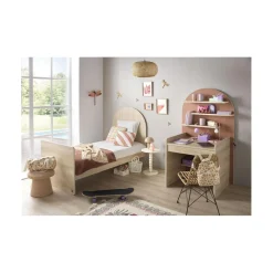 Sauthon Lit bébé Transformable Arche Chêne Sépia/Chêne Strié Sépia Arche/Crème 60x120 cm / 90x190 cm