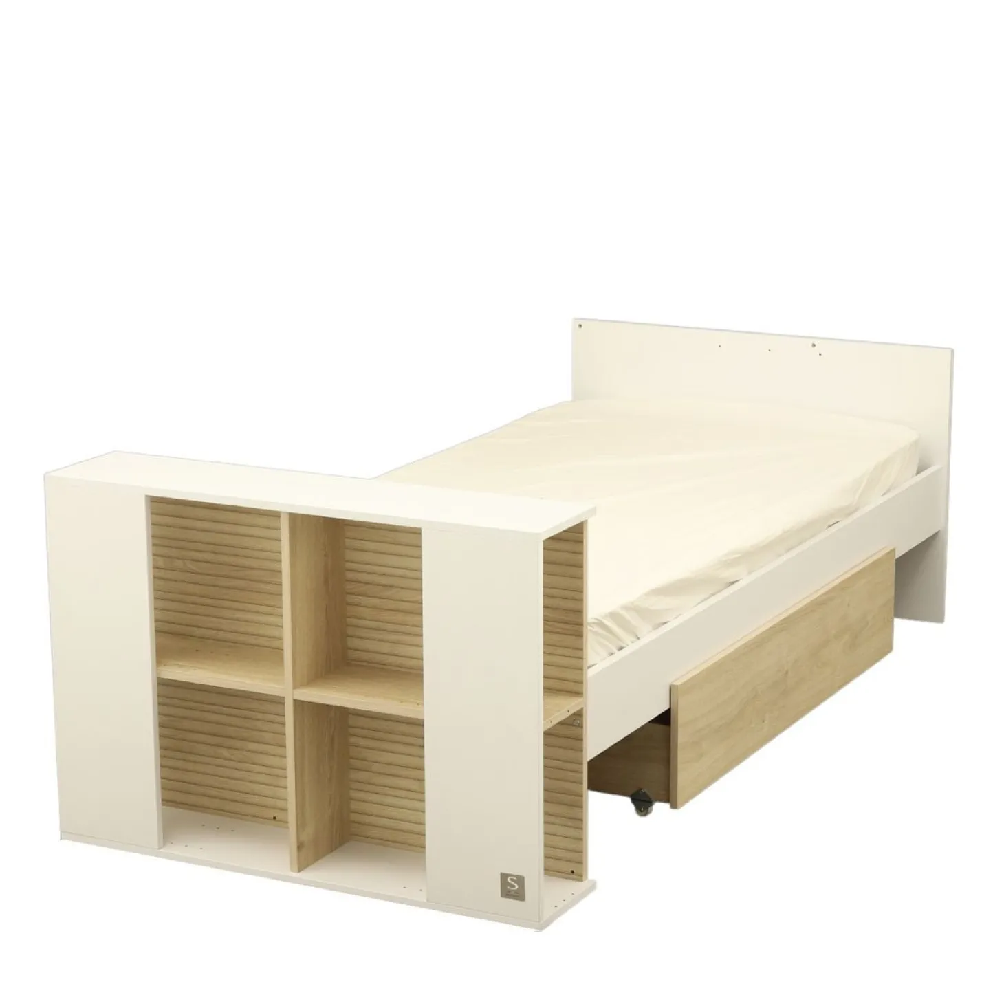 Sauthon Lit bébé transformable Paloma Blanc Neige/Chêne Strié Sépia/Chêne Sépia 60x120 cm