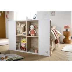 Sauthon Lit bébé transformable Paloma Blanc Neige/Chêne Strié Sépia/Chêne Sépia 60x120 cm