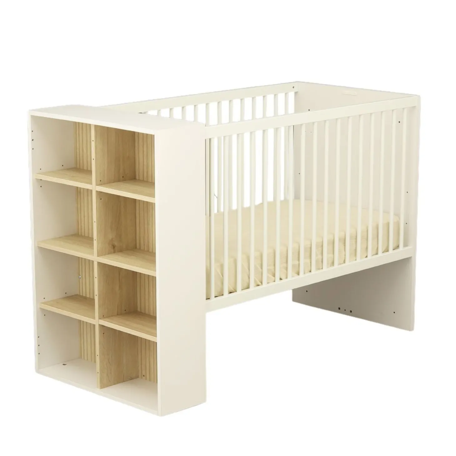 Sauthon Lit bébé transformable Paloma Blanc Neige/Chêne Strié Sépia/Chêne Sépia 60x120 cm