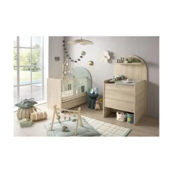Sauthon Lit bébé Transformable Arche Chêne Sépia/Sauge Arche/Crème 60x120 cm / 90x190 cm
