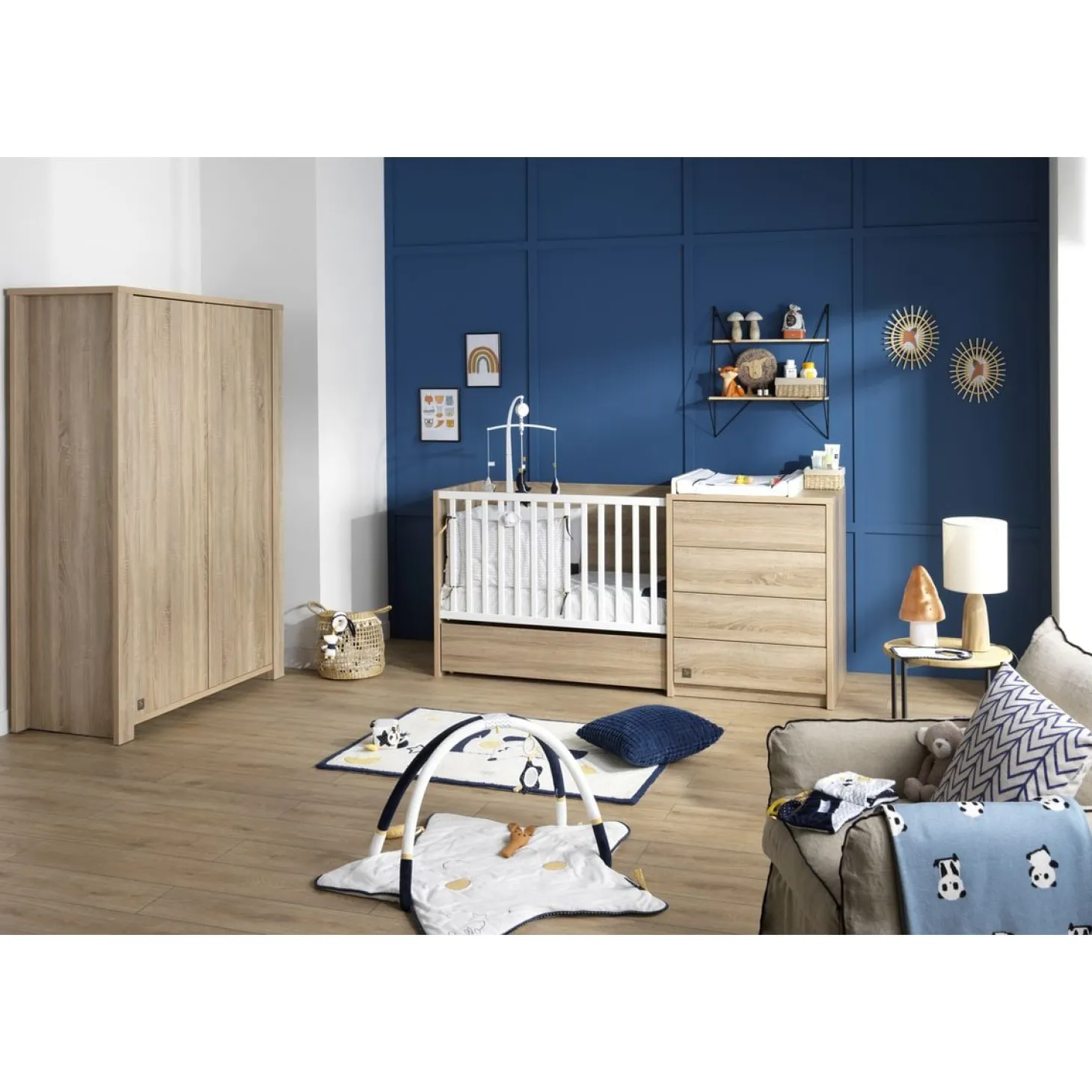 Sauthon Lit combiné évolutif Antonin Chêne Noisette Et Blanc 60x120 cm