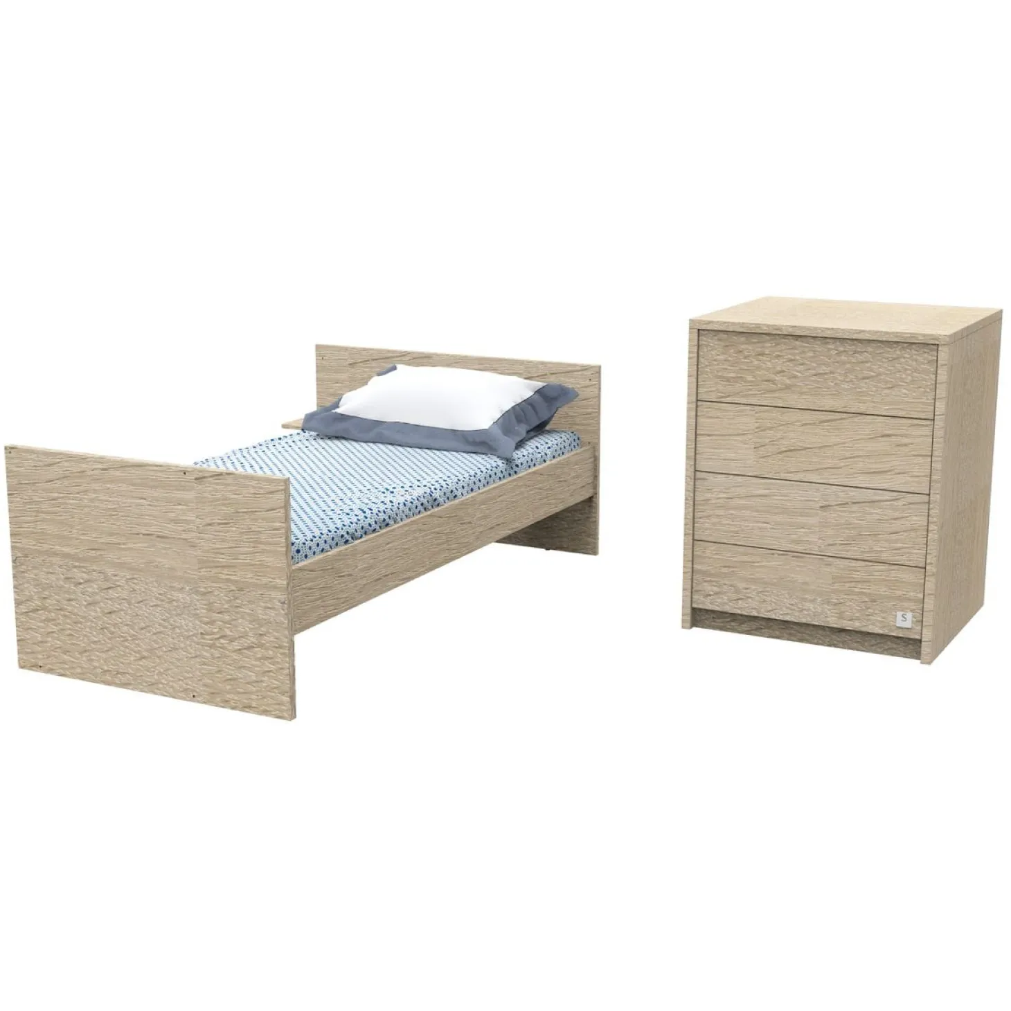 Sauthon Lit combiné évolutif Antonin Chêne Noisette Et Blanc 60x120 cm