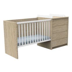 Sauthon Lit combiné évolutif Antonin Chêne Noisette Et Blanc 60x120 cm