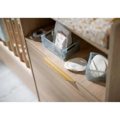 Sauthon Lit combiné évolutif Azur Chêne Doré - Hêtre Vernis - Blanc
