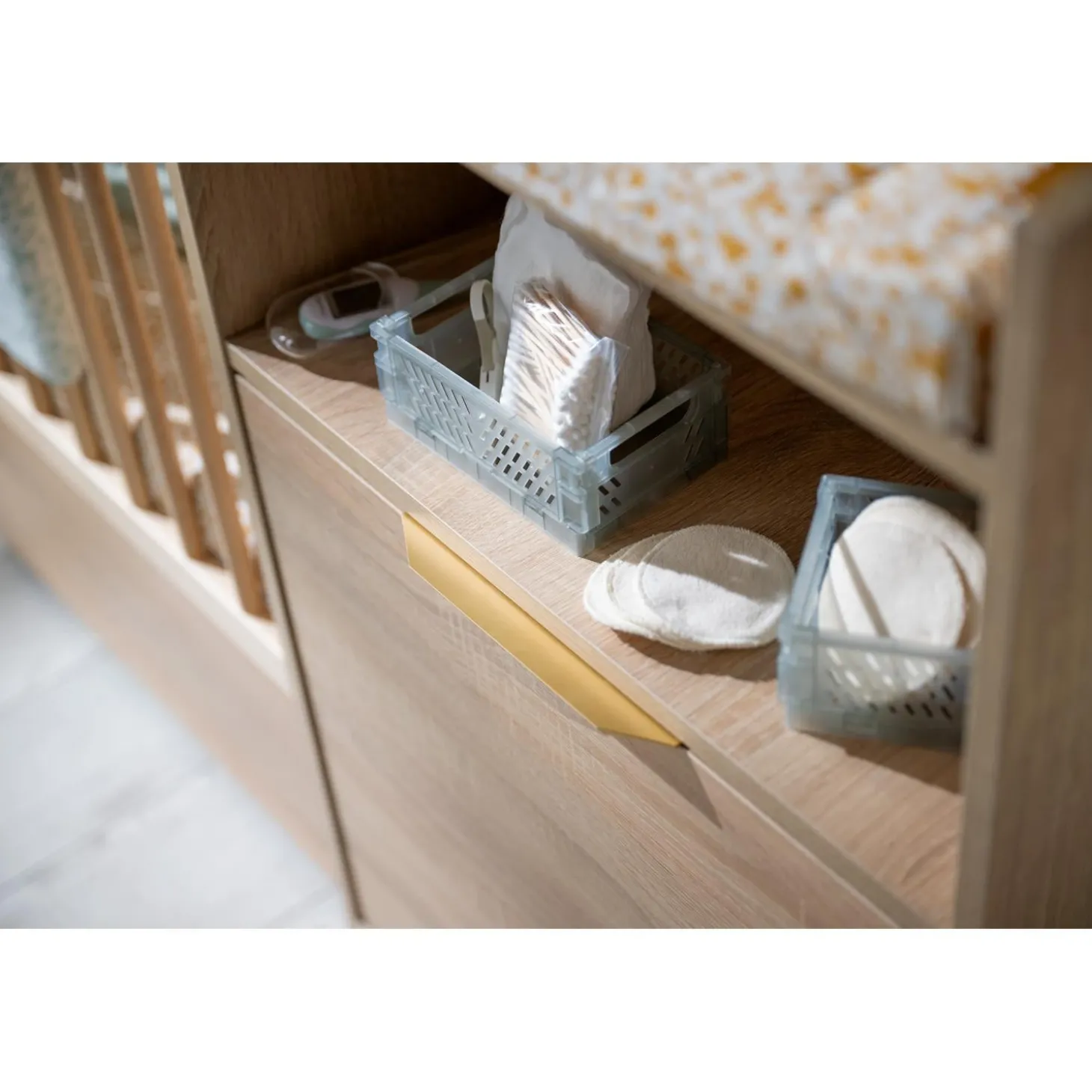 Sauthon Lit combiné évolutif Azur Chêne Doré - Hêtre Vernis - Blanc