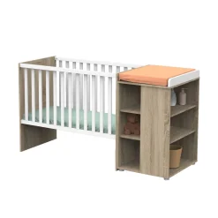 Sauthon Lit combiné évolutif Nova Chêne Doré - Blanc Lin 60x120 cm