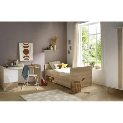 Sauthon                    Lit combiné évolutif Paloma    Chêne Sépia/Blanc Neige/Chêne Strié Sépia            70x140 cm