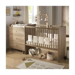 Sauthon                    Lit Combiné évolutif réversible Mokka    Chêne Mokka /Chêne Foncé            60x120 cm / 90x190 cm
