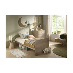 Sauthon                    Lit Combiné évolutif réversible Mokka    Chêne Mokka /Chêne Foncé            60x120 cm / 90x190 cm