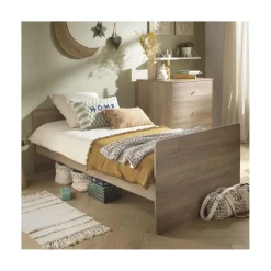Sauthon                    Lit Combiné évolutif réversible Mokka    Chêne Mokka /Chêne Foncé            60x120 cm / 90x190 cm