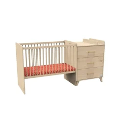 Sauthon Lit Combiné évolutif réversible Arty Chêne Suave/Hêtre Vernis Naturel 60x120 cm / 90x190 cm