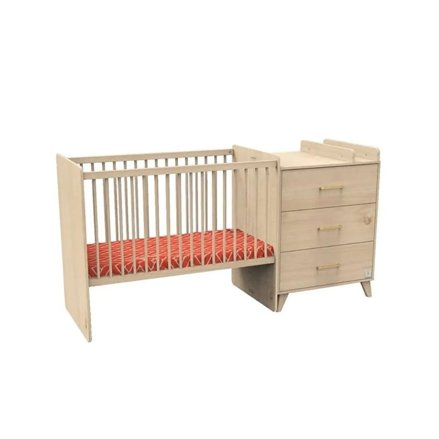 Sauthon Lit Combiné évolutif réversible Arty Chêne Suave/Hêtre Vernis Naturel 60x120 cm / 90x190 cm