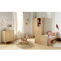Sauthon Lit Combiné évolutif réversible Arty Chêne Suave/Hêtre Vernis Naturel 60x120 cm / 90x190 cm