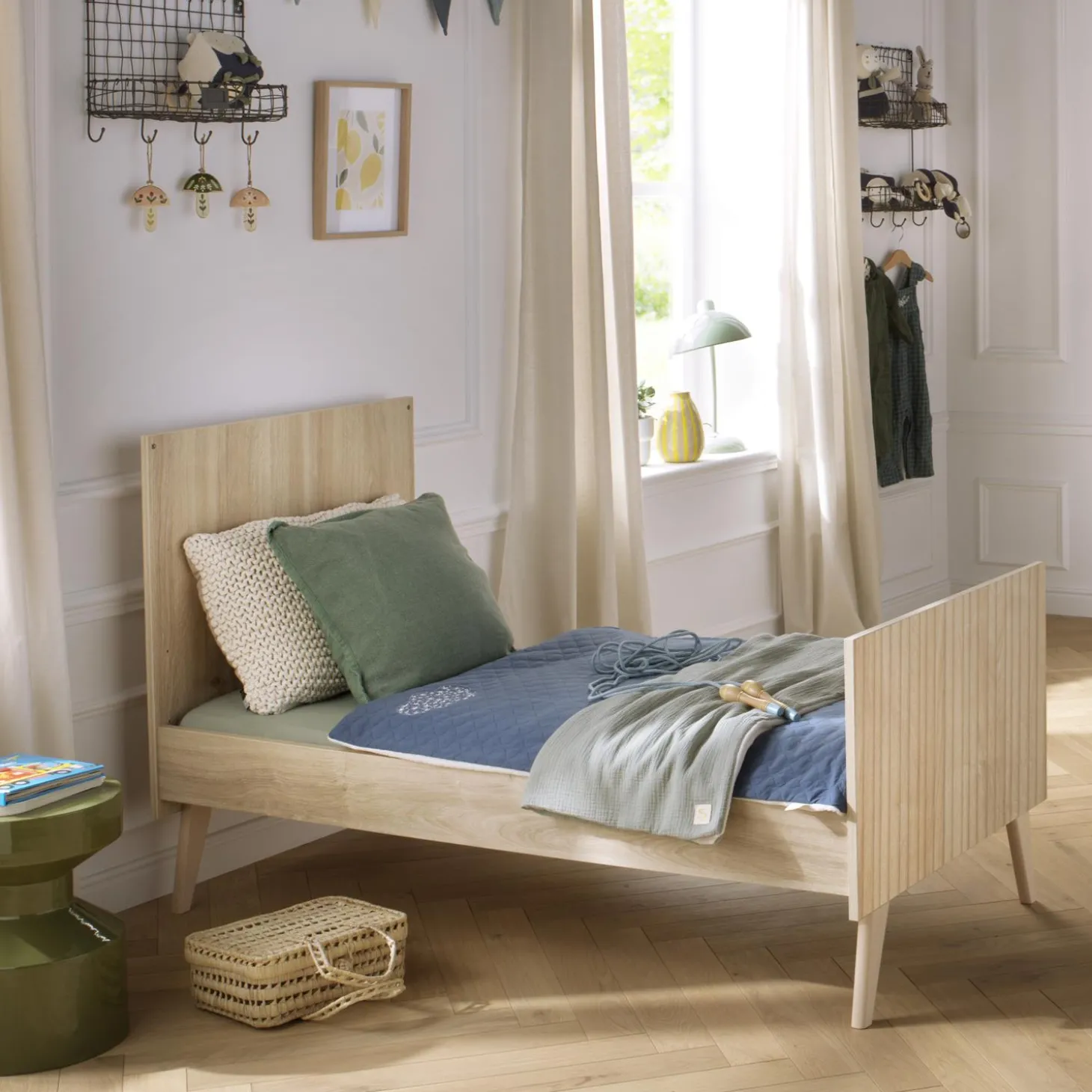 Sauthon Lit Little Big Bed Kronos Décor bois / blanc 70x140 cm