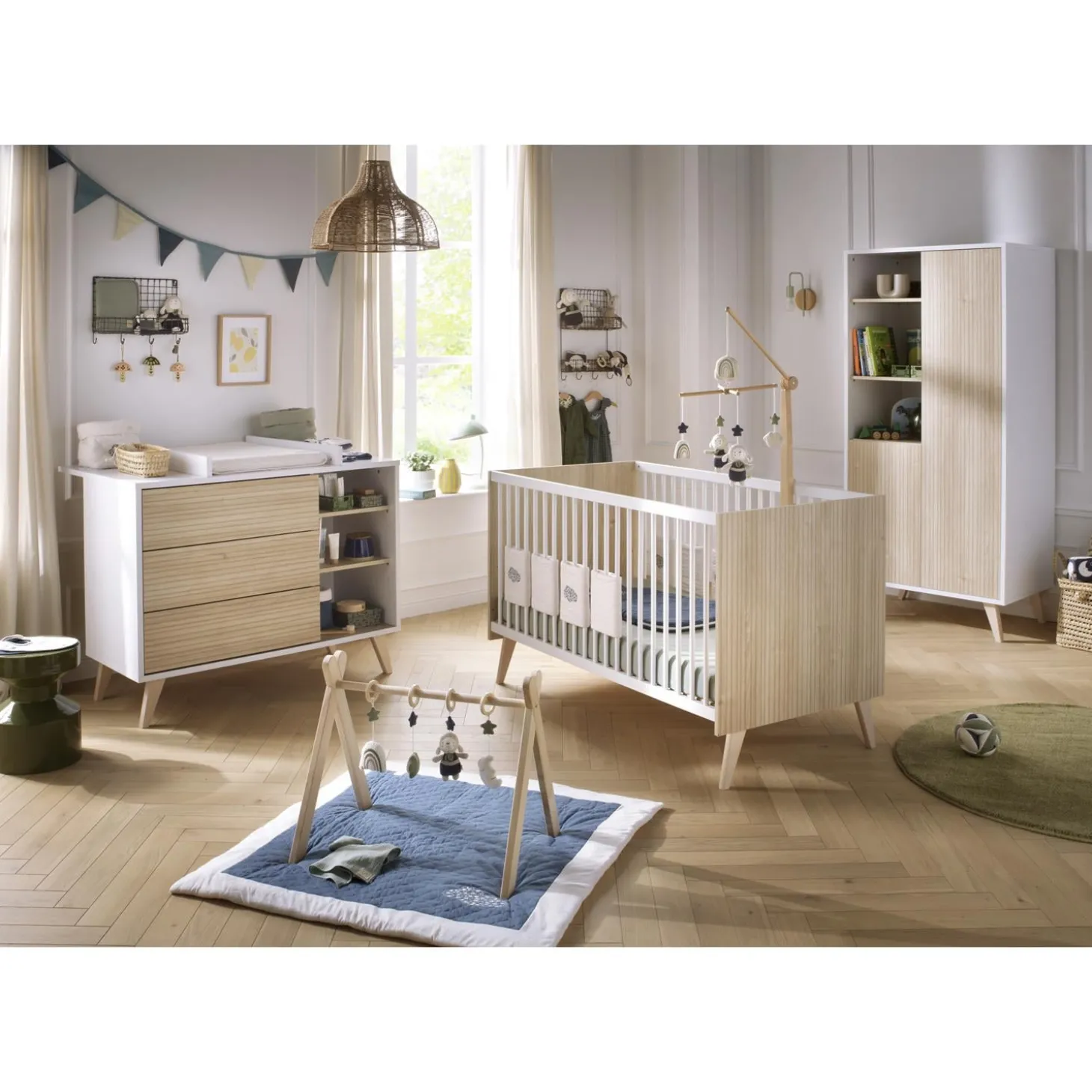 Sauthon Lit Little Big Bed Kronos Décor bois / blanc 70x140 cm