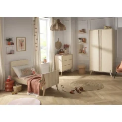 Sauthon Lit Little big bed Mélinée Crème/Chêne Sépia/Hêtre Vernis 70x140 cm