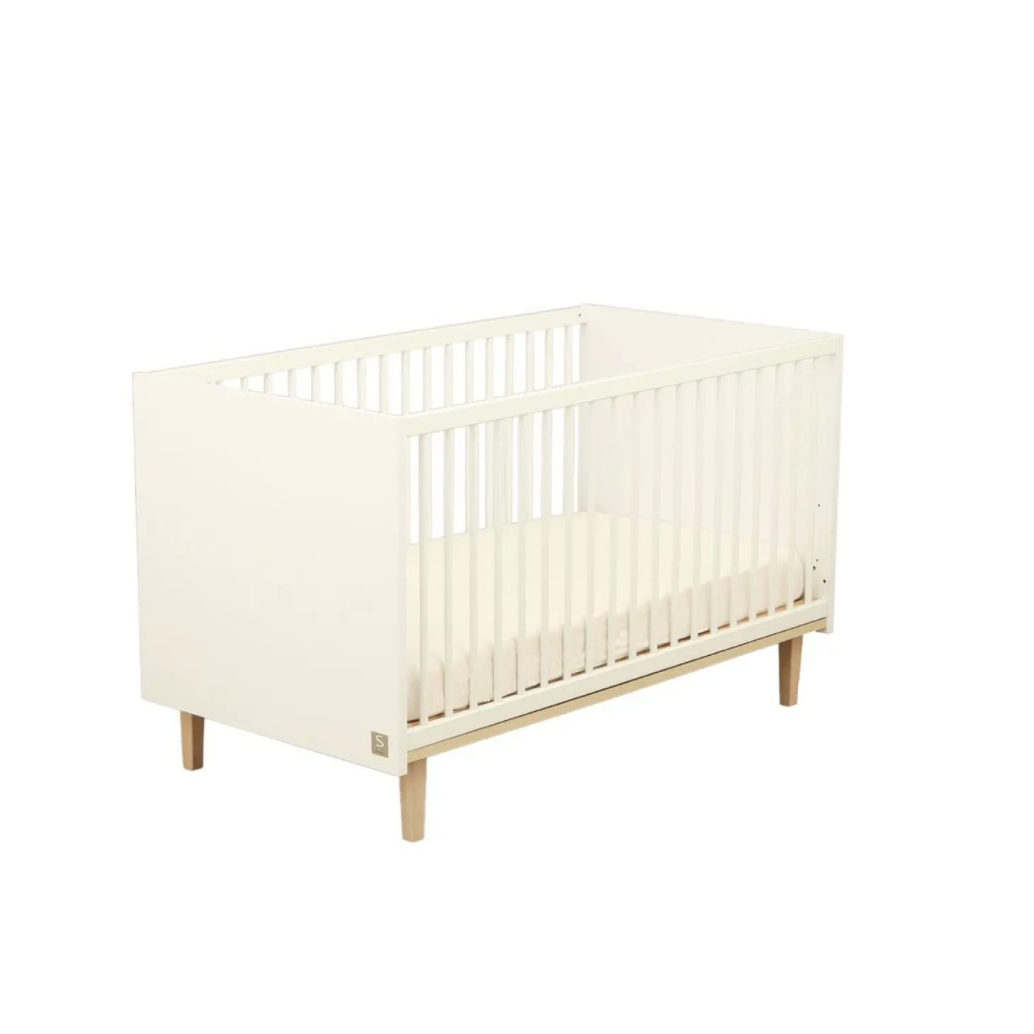 Sauthon Lit Little big bed Paloma Blanc Neige/Chêne Strié Sépia/Hêtre Vernis 70x140 cm