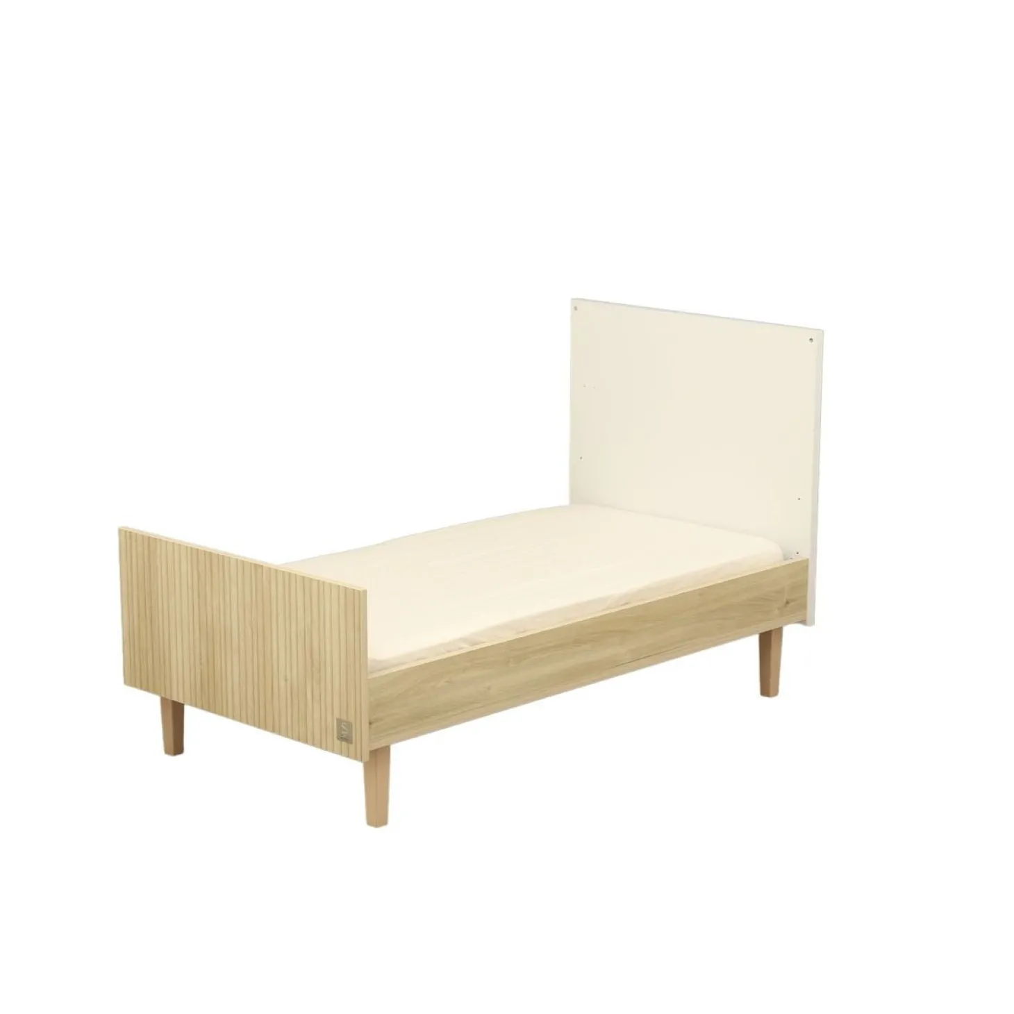 Sauthon Lit Little big bed Paloma Blanc Neige/Chêne Strié Sépia/Hêtre Vernis 70x140 cm