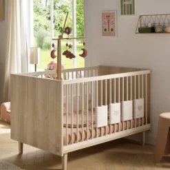 Sauthon Lit little big bed Paloma bois Chêne Sépia/Beige Ficelle/Chêne Strié Sépia/Hêtre Vernis 70x140 cm