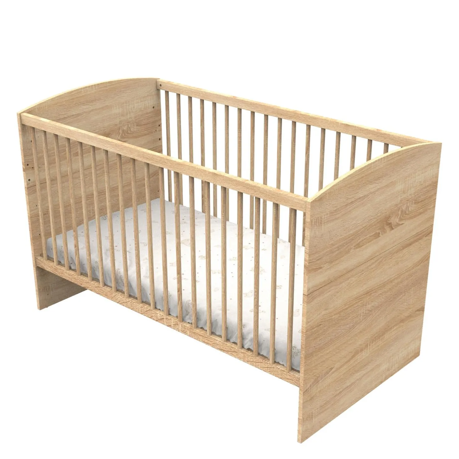 Sauthon Little big bed Azur Chêne Doré - Hêtre Vernis Naturel - Hêtre Brut 70x140 cm