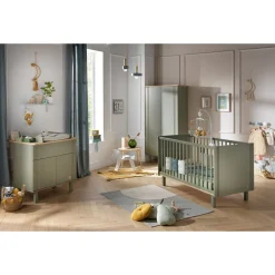 Sauthon Little big bed Eléonore Kaki - Chêne Doré 70x140 cm