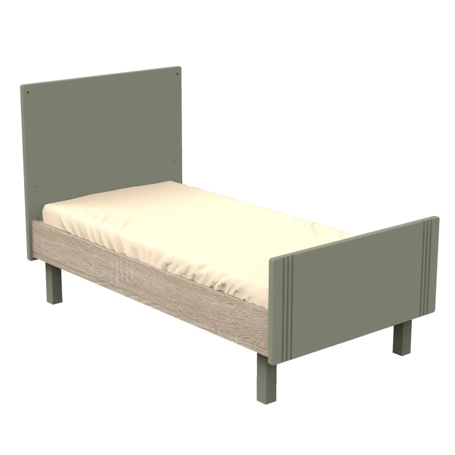 Sauthon Little big bed Eléonore Kaki - Chêne Doré 70x140 cm