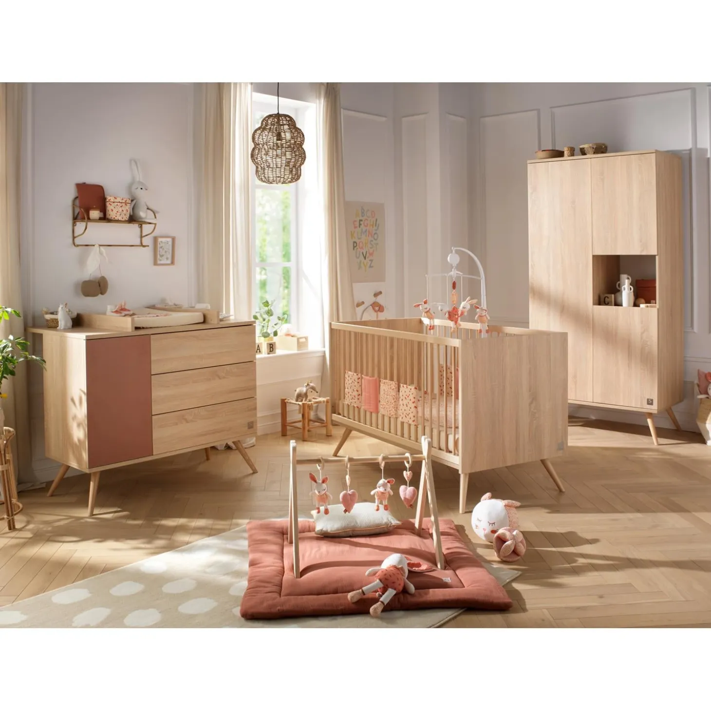 Sauthon Little big bed Seventies Chêne Doré - Hêtre Vernis Naturel 70x140 cm