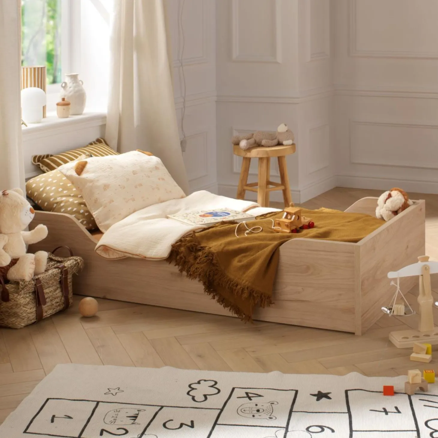 Sauthon Little big bed Tokyo Chêne Suave - Hêtre Vernis Naturel 70x140 cm