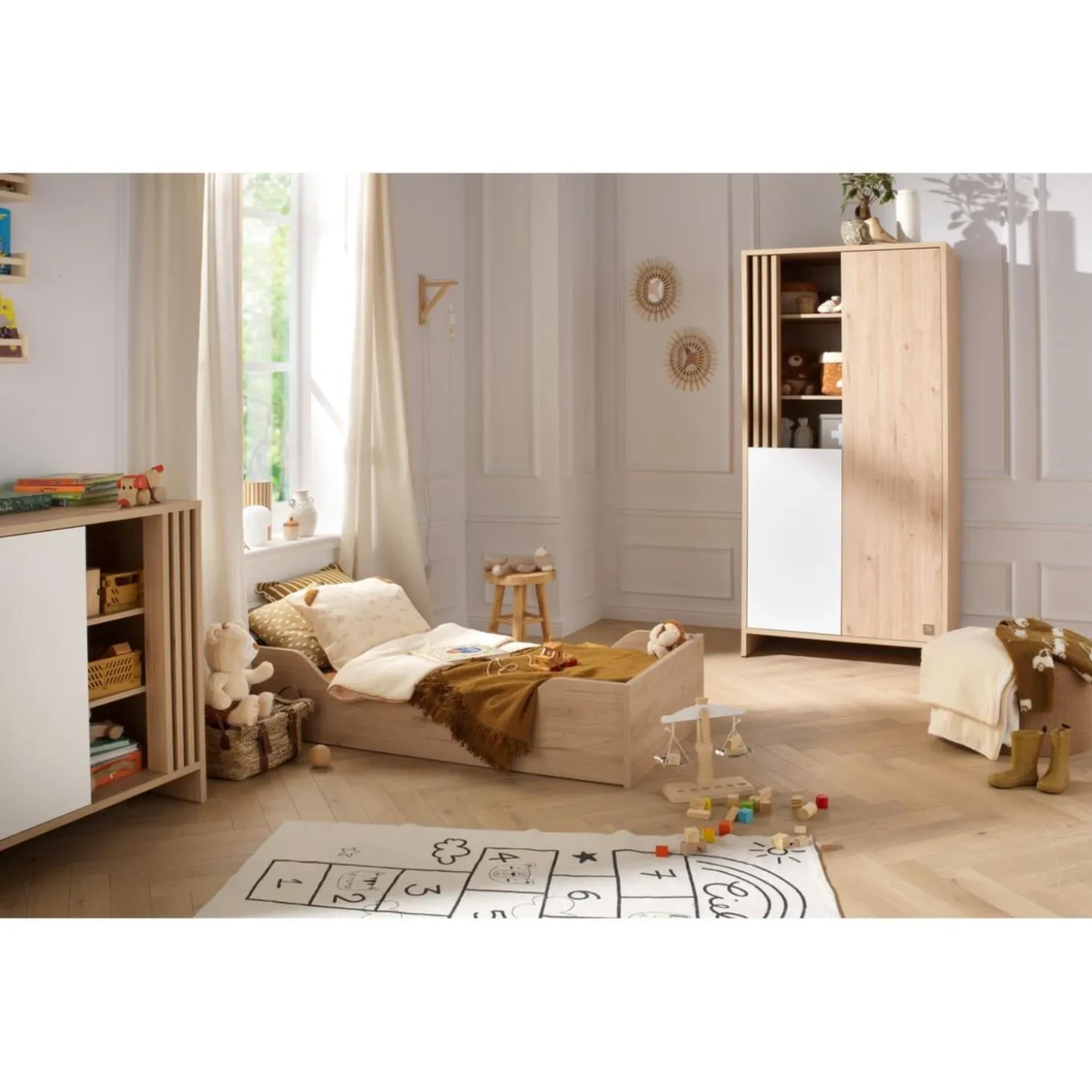 Sauthon Little big bed Tokyo Chêne Suave - Hêtre Vernis Naturel 70x140 cm
