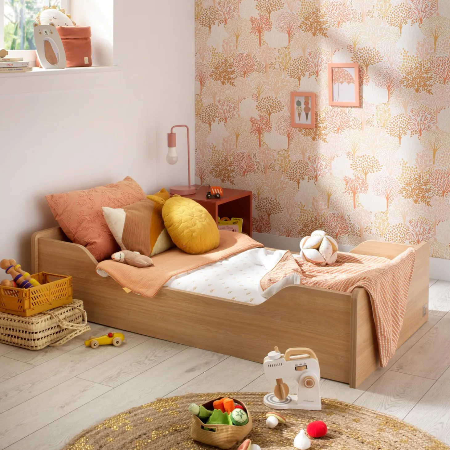 Sauthon Little big bed vanille Chêne Miel - Meringue 70x140 cm
